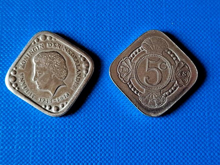 2x 5 Cent Juliana 1948-1978, Postzegels en Munten, Munten | Nederland, 1 cent, Koningin Juliana, Ophalen of Verzenden