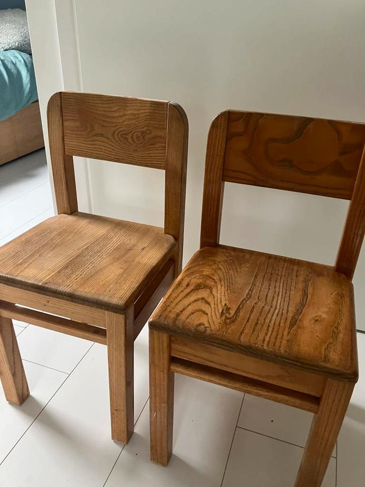 2 Houten mercurius Stoeltjes + Tafeltje, Huis en Inrichting, Stoelen, Gebruikt, Twee, Hout, Bruin, Ophalen