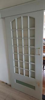 Houten deur met glas, Doe-het-zelf en Verbouw, Ophalen, Gebruikt, 80 tot 100 cm, Binnendeur
