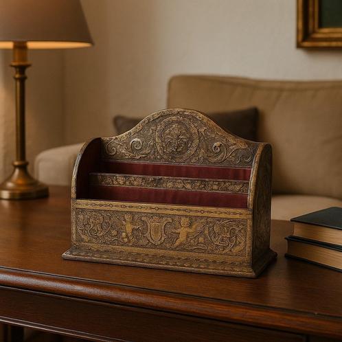 Vintage houten brievenhouder – 20 cm, Diversen, Bureau-accessoires, Gebruikt, Ophalen of Verzenden