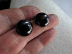 Oude oorclipjes kleine zwarte glas bolletjes, Sieraden, Tassen en Uiterlijk, Oorbellen, Gebruikt, Verzenden, Zwart, Glas