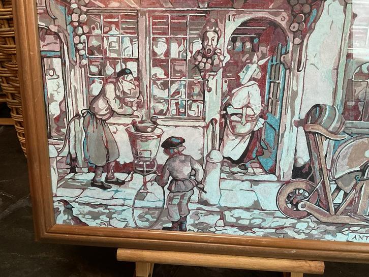 Anton Pieck Zeefdruk/Litho op Linnen, Antiek en Kunst, Kunst | Schilderijen | Klassiek, Ophalen of Verzenden
