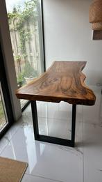 Houten boomstam eettafel met zwart stalen frame, Ophalen, Zo goed als nieuw