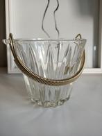 Vintage ijsemmer of vaas met goudkleurig hengsel | Dubonnet, Mand, Rond, Ophalen of Verzenden, Glas