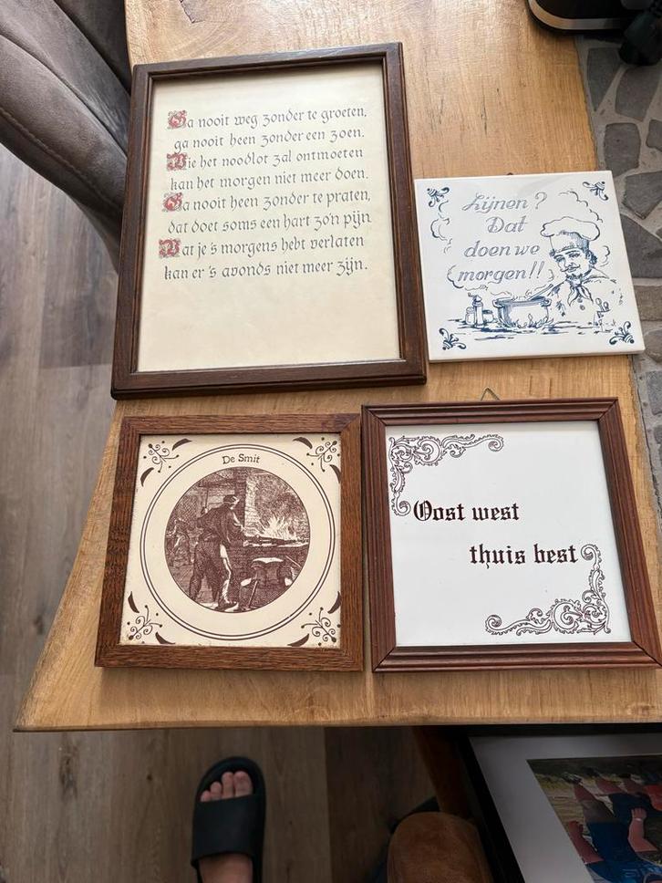 Vintage Wandborden en Tegels met Nederlandse Teksten en Afbe, Antiek en Kunst, Antiek | Wandborden en Tegels, Ophalen of Verzenden