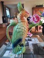 Franse brocante barbotine karaf vaas papegaai Garnier vogel, Ophalen of Verzenden