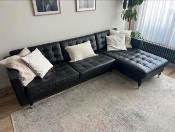 Ikea Landskrona hoekbank zwart leer - zo goed als nieuw beschikbaar voor biedingen