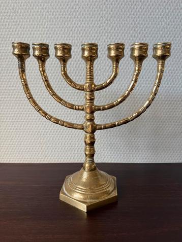 Zware Vintage Koperen Menorah Kandelaar, 1,3 KG, 22 cm beschikbaar voor biedingen