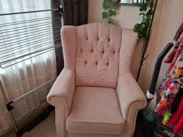 Fauteuil beige-rib