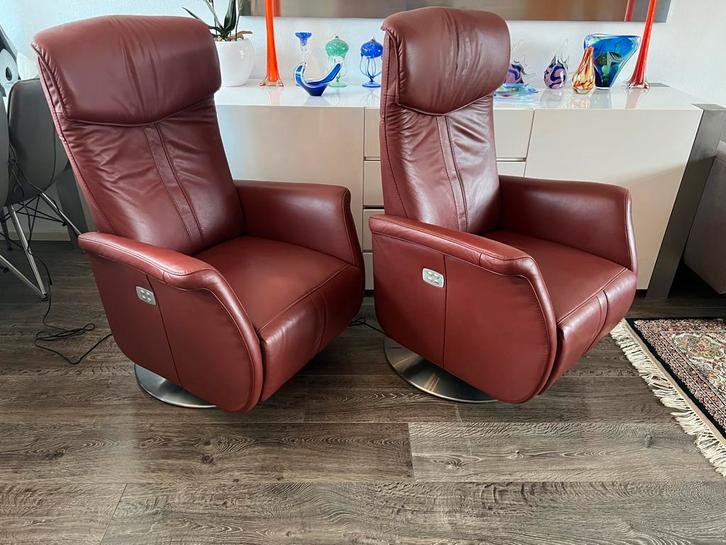 2x Relaxfauteuils/relaxstoelen/relax fauteuils/relax stoelen, Huis en Inrichting, Fauteuils, Zo goed als nieuw, Leer, Ophalen of Verzenden