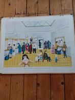 Oude schoolplaat - Wachtkamer van een postkantoor, Ophalen, Natuur en Biologie