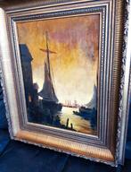 Schilderij ca eind 1800 begin 1900 havengezicht "Rotterdam", Antiek en Kunst, Kunst | Schilderijen | Klassiek, Ophalen of Verzenden