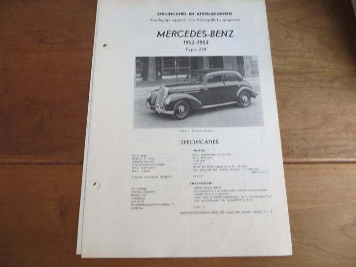 Vraagbaak Mercedes-Benz 220 W187 1952 - 1953 specificaties, Auto diversen, Handleidingen en Instructieboekjes, Ophalen of Verzenden