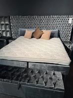 Luxe Boxspring met Capiton Hoofdbord antraciet luxe, Ophalen of Verzenden, 180 cm, 200 cm, Nieuw