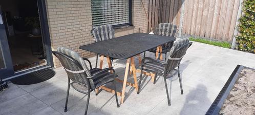 4 Kettler stoelen en tafelblad, Tuin en Terras, Tuinsets en Loungesets, Gebruikt, Tuinset, Aluminium, 4 zitplaatsen, Eettafel