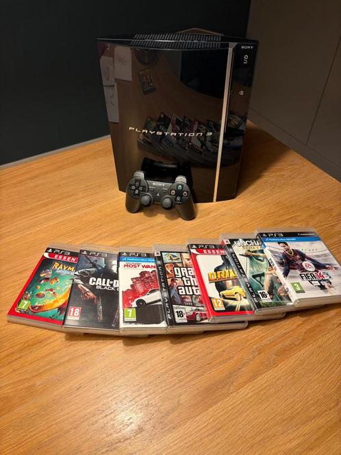 PlayStation 3 + controler + 7 spellen, Spelcomputers en Games, Spelcomputers | Sony PlayStation 3, Zo goed als nieuw, Phat, 40 GB