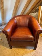 vintage Engelse leren Club fauteuil - meeneemprijs!!, Ophalen, Gebruikt, Engels Chesterfield klassiek, Minder dan 75 cm