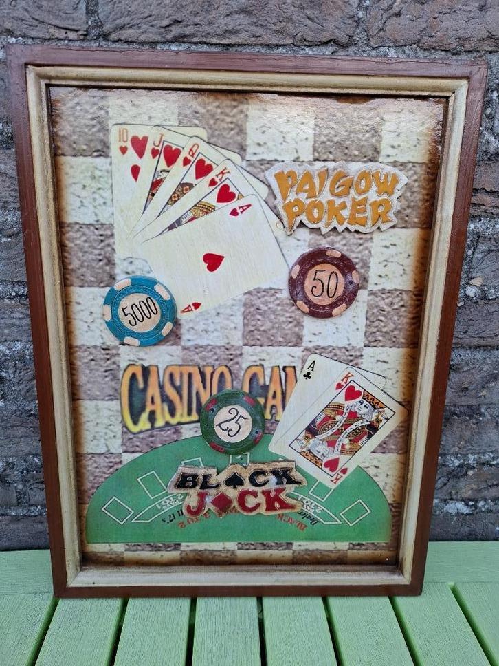 authentiek houten pubbord Casino Games - poker - black Jack, Antiek en Kunst, Curiosa en Brocante, Ophalen of Verzenden