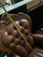 2 Chesterfield fauteuils met houten frame, Ophalen, Gebruikt, 75 tot 100 cm, Leer