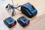 Bosch acculader AL1820 CV plus 2 accu 's 14,4 v Li Ion, Ophalen of Verzenden, Gebruikt, Overige typen