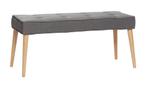 Scandinavische bank (Hübsch) – hout & grijs textiel, Huis en Inrichting, Ophalen, Nieuw, Hout