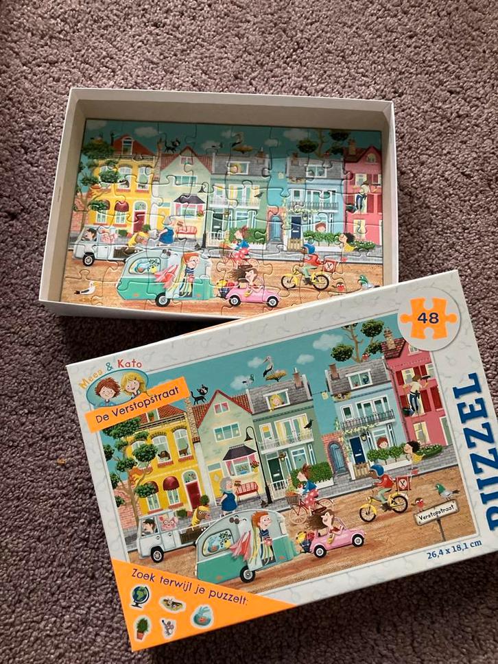 Mees & Kato - De Verstopstraat Puzzel (48 stukjes), Kinderen en Baby's, Speelgoed | Kinderpuzzels, Zo goed als nieuw, 4 tot 6 jaar