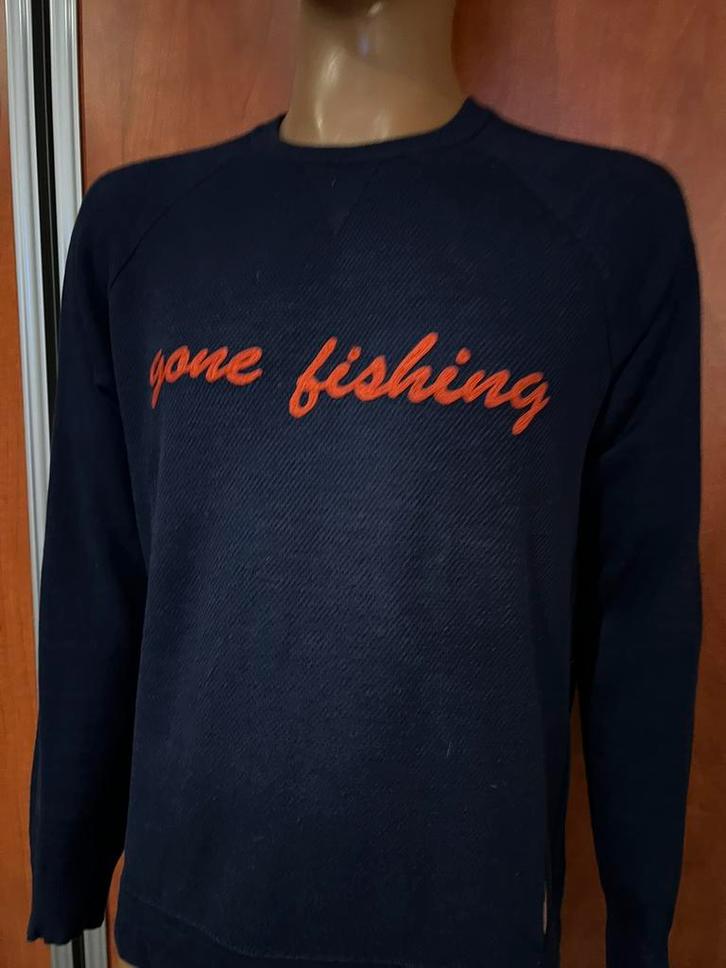 A FISH NAMED FRED trui maat L origineel ZGAN, Kleding | Heren, Truien en Vesten, Zo goed als nieuw, Maat 52/54 (L), Blauw, Ophalen of Verzenden
