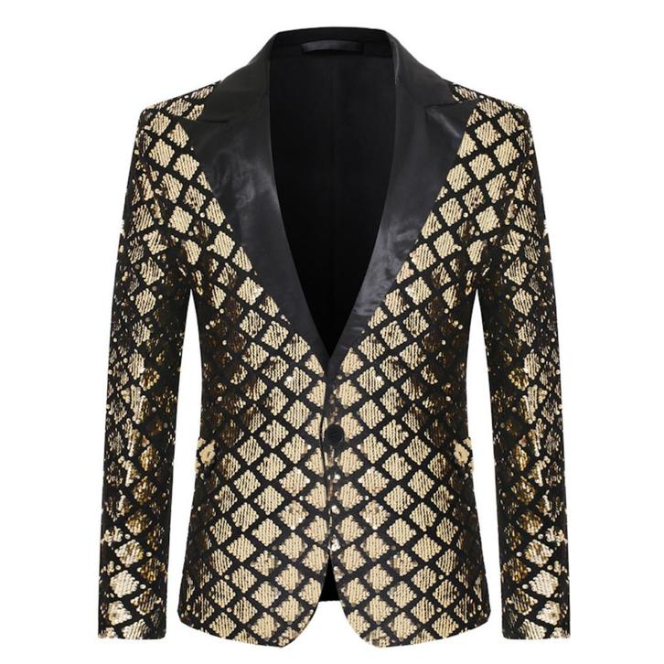 Heren gouden ruiten glitter colbert blazer jasje mannen, Kleding | Heren, Kostuums en Colberts, Nieuw, Verzenden