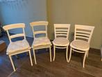 Witte Houten Eetkamerstoelen, Huis en Inrichting, Stoelen, Ophalen, Gebruikt, Wit, Vier