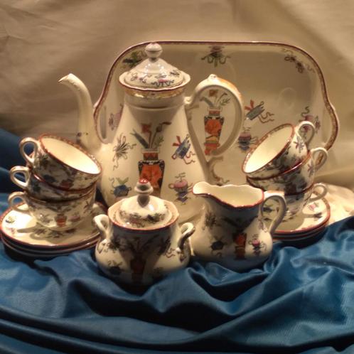 "POTITCH "Soc.Ceramique theeservies met serveerblad, Antiek en Kunst, Antiek | Servies compleet, Ophalen of Verzenden