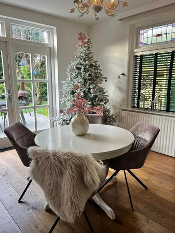 Uitschuifbare ronde tafel 110cm wit beschikbaar voor biedingen