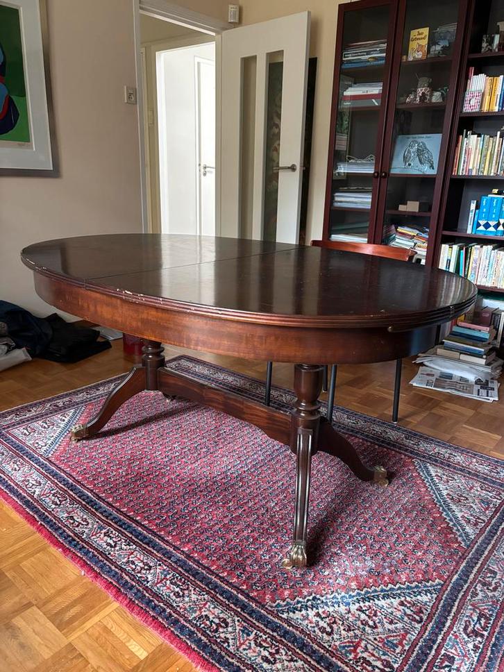 Uitschuifbare Engelse Mahonie Eettafel, Huis en Inrichting, Tafels | Eettafels, Gebruikt, 100 tot 150 cm, 150 tot 200 cm, Vijf personen of meer