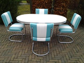 Bel Air 4 slede stoelen diner tafel sixties fifties retro beschikbaar voor biedingen
