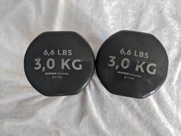 zgan. Set 2 halters 3 kg, Decathlon, gewichten, fit sporten beschikbaar voor biedingen