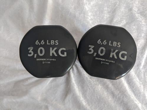 zgan. Set 2 halters 3 kg, Decathlon, gewichten, fit sporten, Sport en Fitness, Fitnessmaterialen, Zo goed als nieuw, Halterset