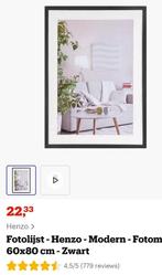 Lijst 60x80 cm zwart houtnerf, Huis en Inrichting, Woonaccessoires | Lijsten, Ophalen, Zo goed als nieuw, 75 cm of meer, 50 tot 75 cm