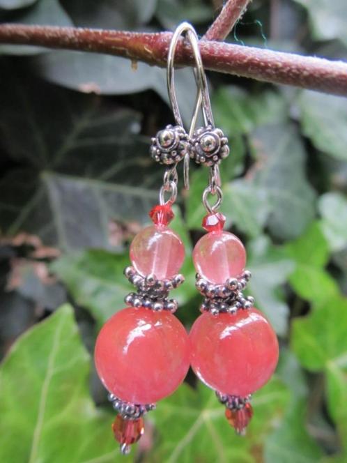 Oorbellen Padparadsha Strawberry aardbeikwarts-swarovski, Sieraden, Tassen en Uiterlijk, Edelstenen, Nieuw, Ophalen