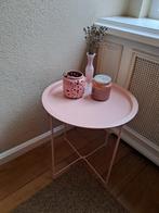 Leuk roze metalen bijzettafeltje / plantentafel, Huis en Inrichting, Tafels | Bijzettafels, Minder dan 55 cm, Metaal of Aluminium