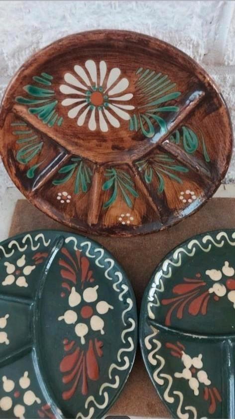 3 leuke vintage fondue borden Franse Alsace, Antiek en Kunst, Antiek | Keramiek en Aardewerk, Ophalen of Verzenden
