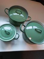 Emaille pannen reseda groen, Huis en Inrichting, Keuken | Potten en Pannen, Ophalen of Verzenden, Overige materialen, Pannenset