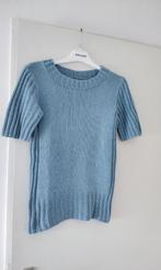 Gebreide katoenen topje met korte mouwen, maat S, Kleding | Dames, Blauw, Ophalen of Verzenden, Zo goed als nieuw, Korte mouw