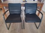 Zes leren eetkamerstoelen met stalen onderstel, Ophalen, Gebruikt, Zwart, Modern