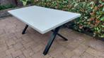 Tuin of binnentafel meranti hout 193x93x4,5cm, wit, X zwart, Tuin en Terras, Ophalen, Zo goed als nieuw, Rechthoekig, Hout