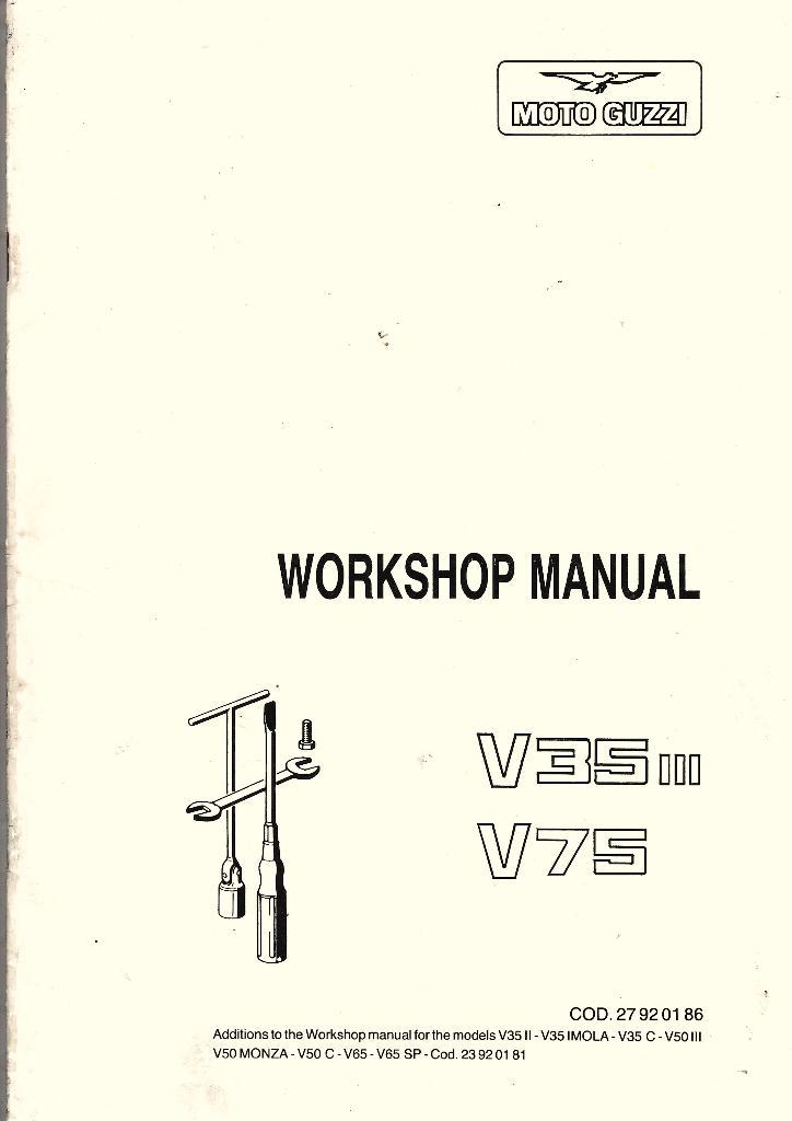 Moto Guzzi V35 III V75 workshop manual additions (7975z), Motoren, Handleidingen en Instructieboekjes, Moto Guzzi, Ophalen of Verzenden