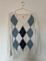 Argyle ruit M wit blauwe zomertrui vhals H&M LOGG argylle, Maat 38/40 (M), H&M, Wit, Ophalen of Verzenden