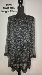 Jurk ppep fashion maat L 40 zwart wit grijs chiffon, Ophalen of Verzenden, Zo goed als nieuw, Maat 38/40 (M), Zwart