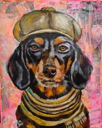 Schilderij teckel, Antiek en Kunst, Ophalen of Verzenden