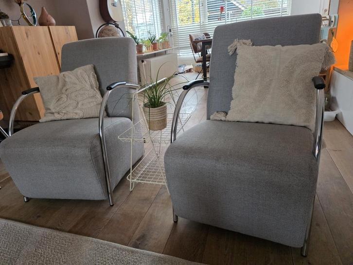 2 mooie grijze fauteuils!, Huis en Inrichting, Fauteuils, Gebruikt, 50 tot 75 cm, 75 tot 100 cm, Ophalen