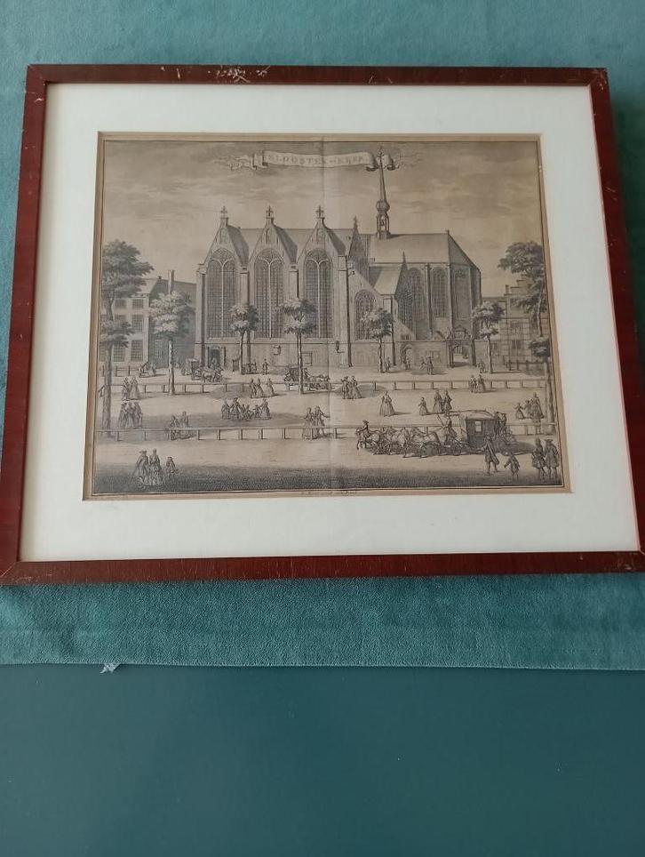 kopergravure Kloosterkerk Den Haag 1730 G. van Giessen, Antiek en Kunst, Kunst | Etsen en Gravures, Ophalen