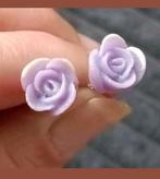 Oorbellen Roos, Sieraden, Tassen en Uiterlijk, Verzenden, Nieuw, Paars, Knopjes of Stekers